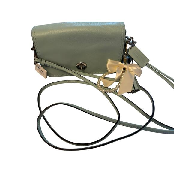 NWT Coach Leather Crossbody Bag Light Green Turnlock Flap – Style 19914 - Picture 1 of 10